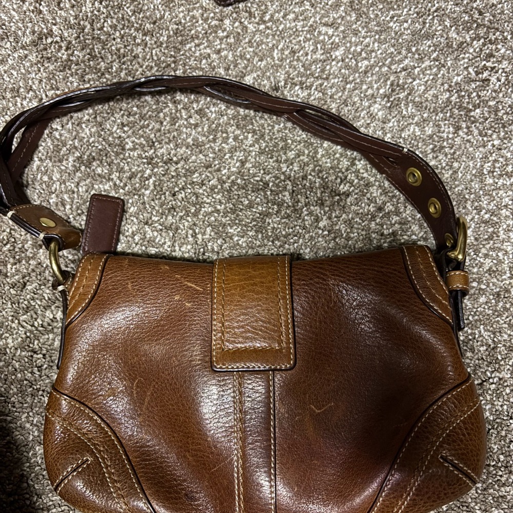 Coach SoHo Rare Vintage Brown Leather Braided Shoulder Bag - Picture 4 of 5